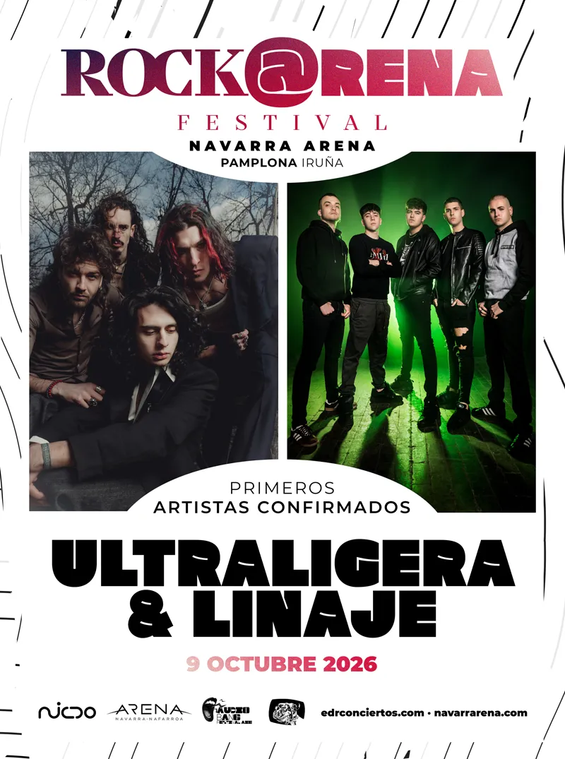 Cartel Rockarena con las confirmaciones de Ultraligera y Linaje