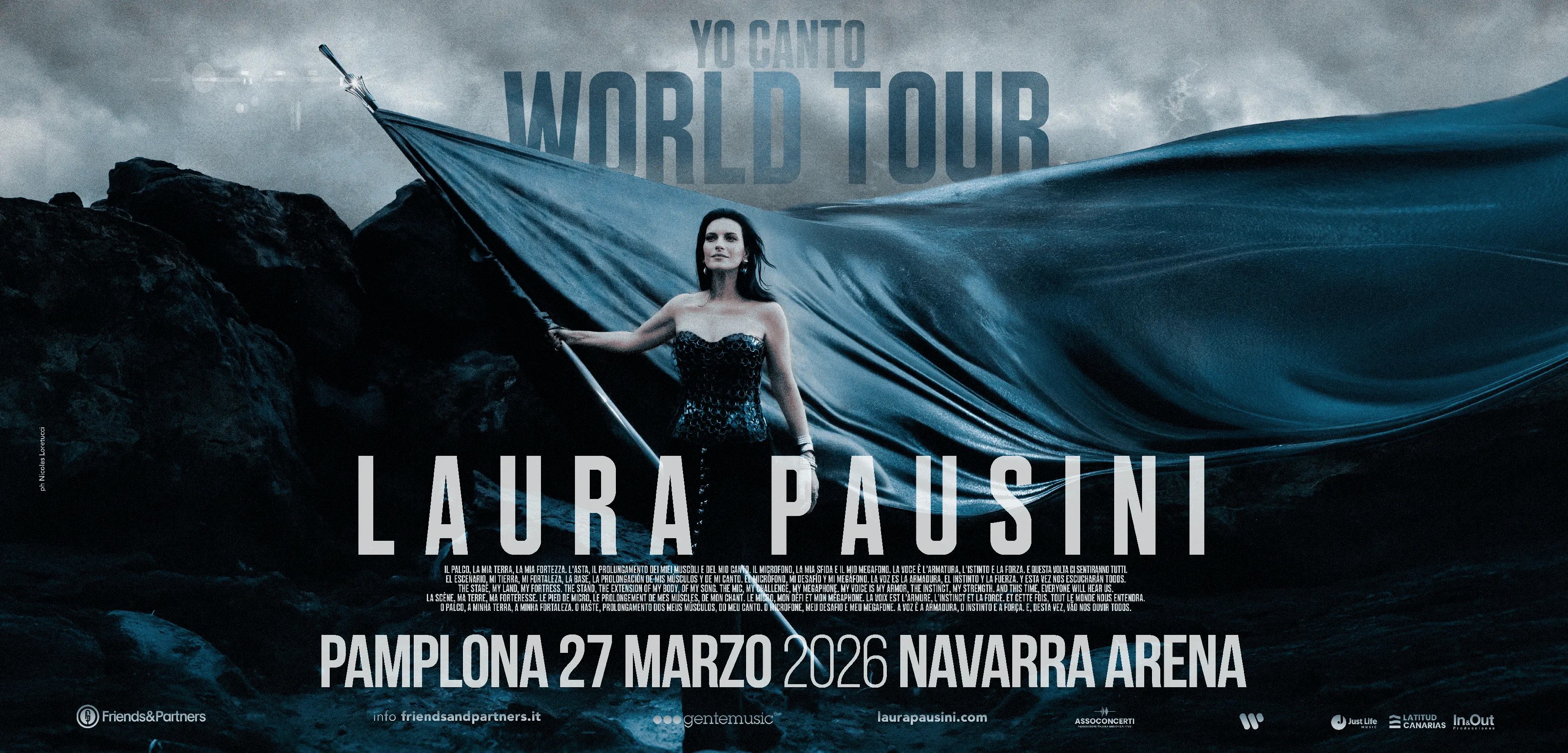 Laura Pausini en Navarra Arena el 27 de marzo de 2026
