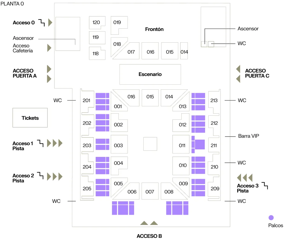 Plano de localización de los palcos