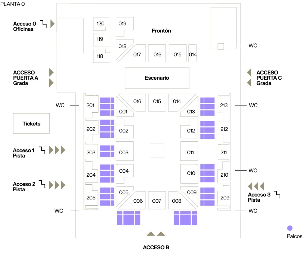 Plano de localización de los palcos